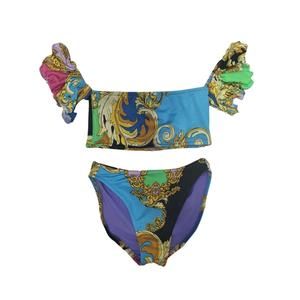 NEW LES TOUT PETITS girl's flare swim suit in multi
